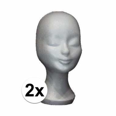 2 stuks piepschuim hoofd pruikenstandaard 30 cm