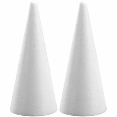 2x hobby/diy piepschuim kegels vormen 21 cm