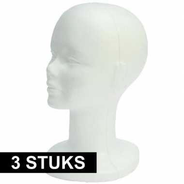 3x piepschuim hoofden 30 cm