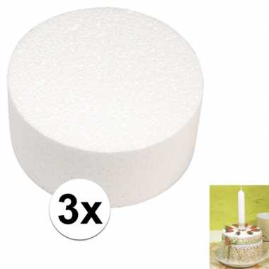 3x piepschuim schijf 10 cm breed en 7 cm hoog