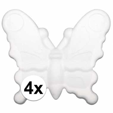 4x stuks piepschuim vlinders van 12,5 cm