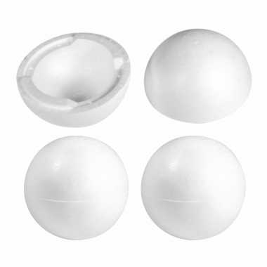 8x stuks hobby/diy holle piepschuim bal/bol 25 cm halve schalen