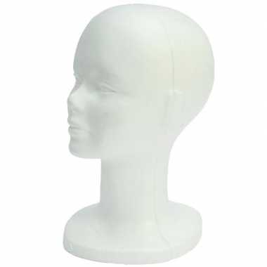 Piepschuimen paspop hoofd wit 30 cm