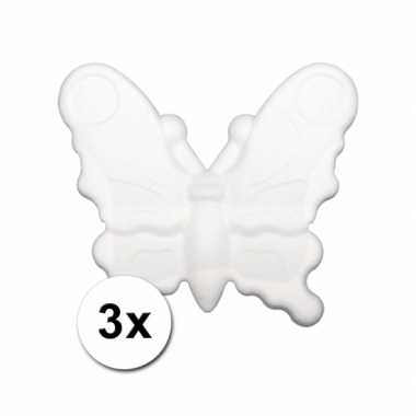 Piepschuimen vlindertje 12,5 cm 3 stuks