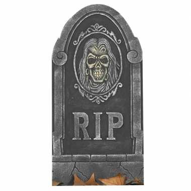 Rip kerkhof grafsteen met schedel 65 cm halloween decoratie