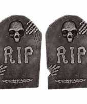 2x horror decoratie grafstenen rip 50 cm