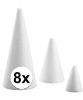 8x piepschuim kegels 21 cm