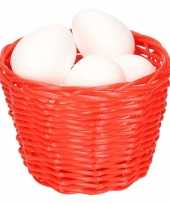 Rood paasmandje met piepschuim eieren 14cm